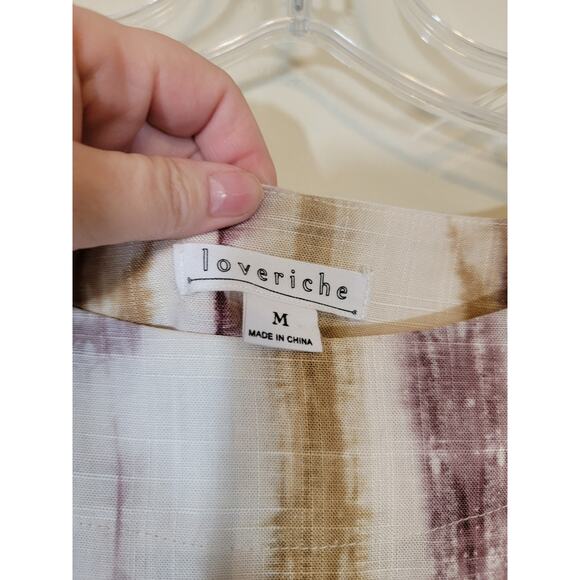 Loveriche Women's Tie Dye Linen Blend Shift Mini Dress Boho Multicolor Size Med - Picture 3 of 7